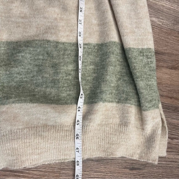 FRNCH Diana Midi Sweater Dress Women’s Small Striped Green Cream Slits Belted - Picture 10 of 11